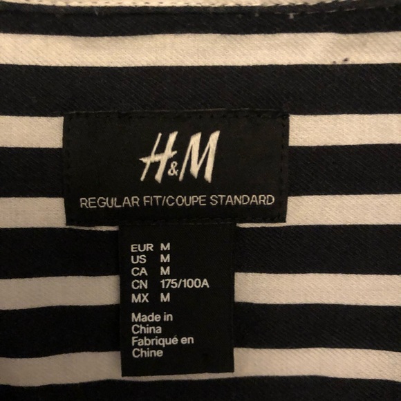 H&M Striped Dress Shirt Medium - Picture 2 of 2